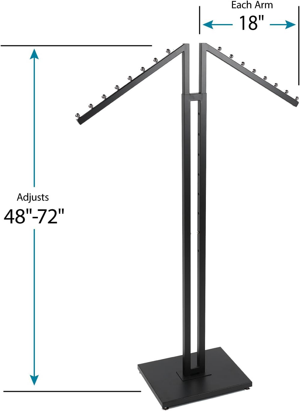 Clothing Rack Two 2 Way Slant Arms Clothes Black Adjustable Height 72" Retail