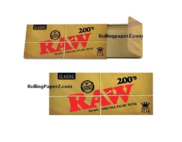FULL BOX 40 Packs RAW 200's Classic King Size Slim FLAT PACK Rolling papers