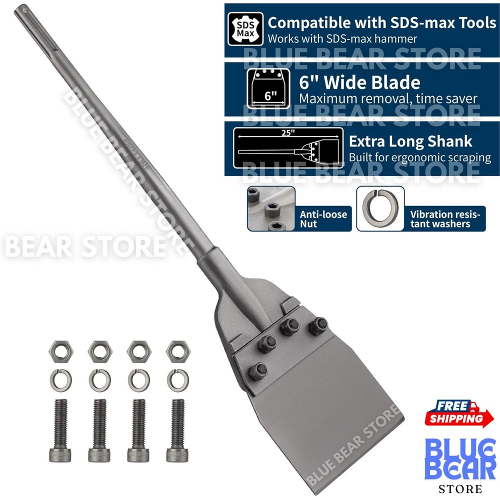 6 Inch SDS Max Floor Scraper Thinset Removal Chisel Bits for Rotary Hammer Drill