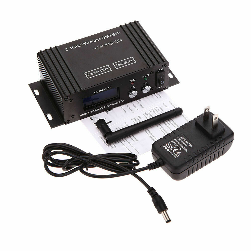 2.4G Wireless DMX 512 Controller Transmitter Receiver LCD Display Repeater D5X9