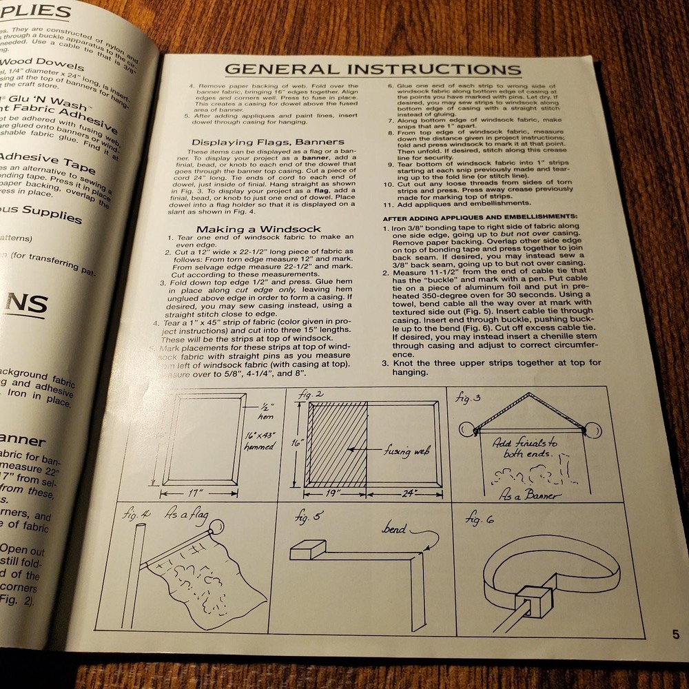 Plaid Flags Banners Windsocks Craft Pattern Leaflet Fabric Crafts 8987