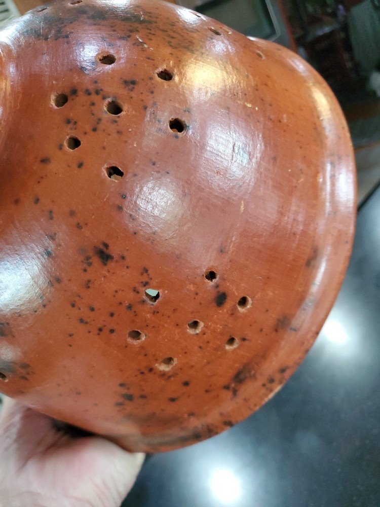 Antique colander Large Clay bowl strainer Rustic colander Deep Colander