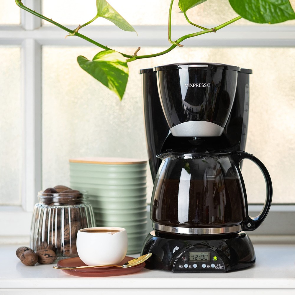 Mixpresso 8-Cup Drip Coffee Maker Programmable, 8 Cup Black