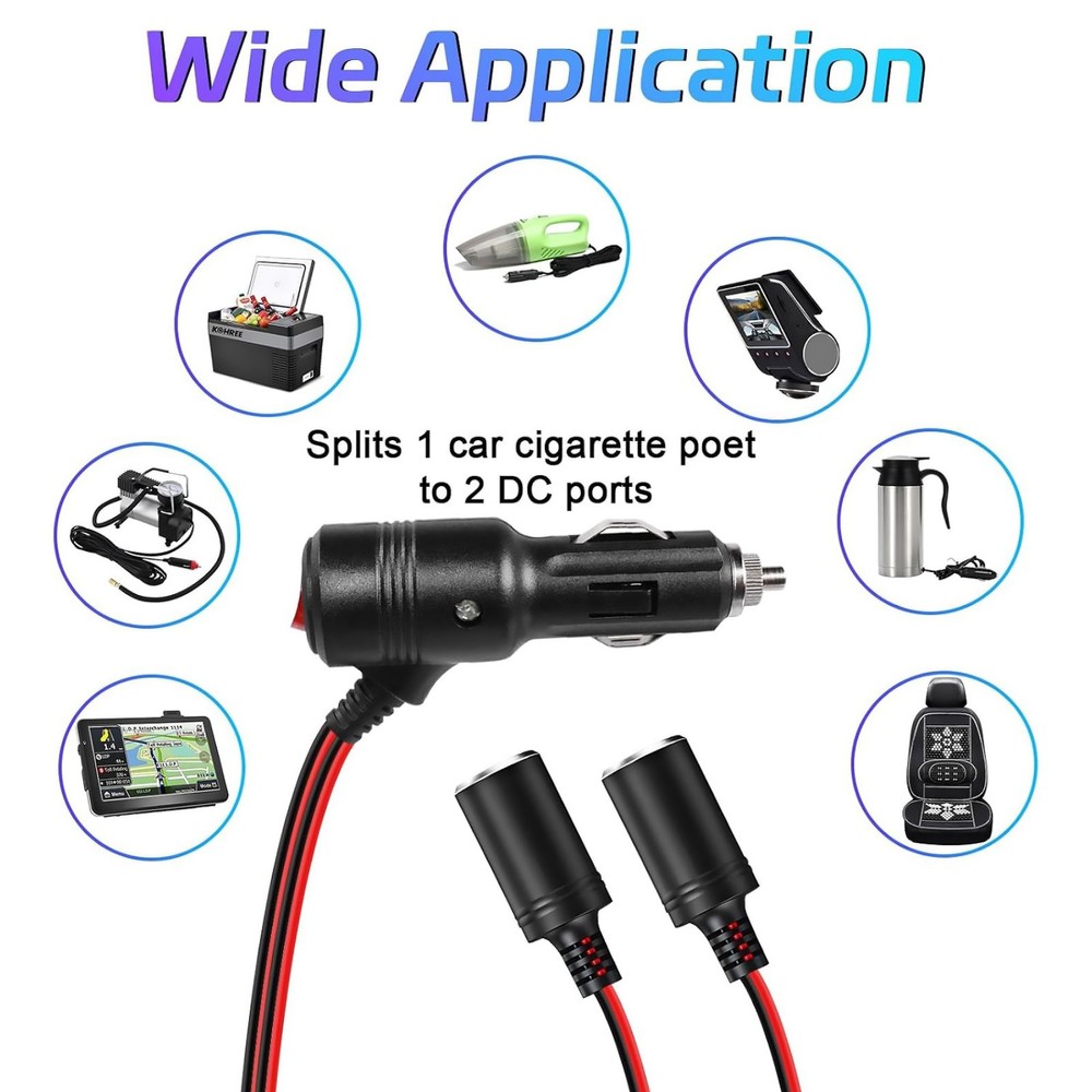 12-24V 10A Output Power Universal Car Cigarette Lighter Splitter Adapter