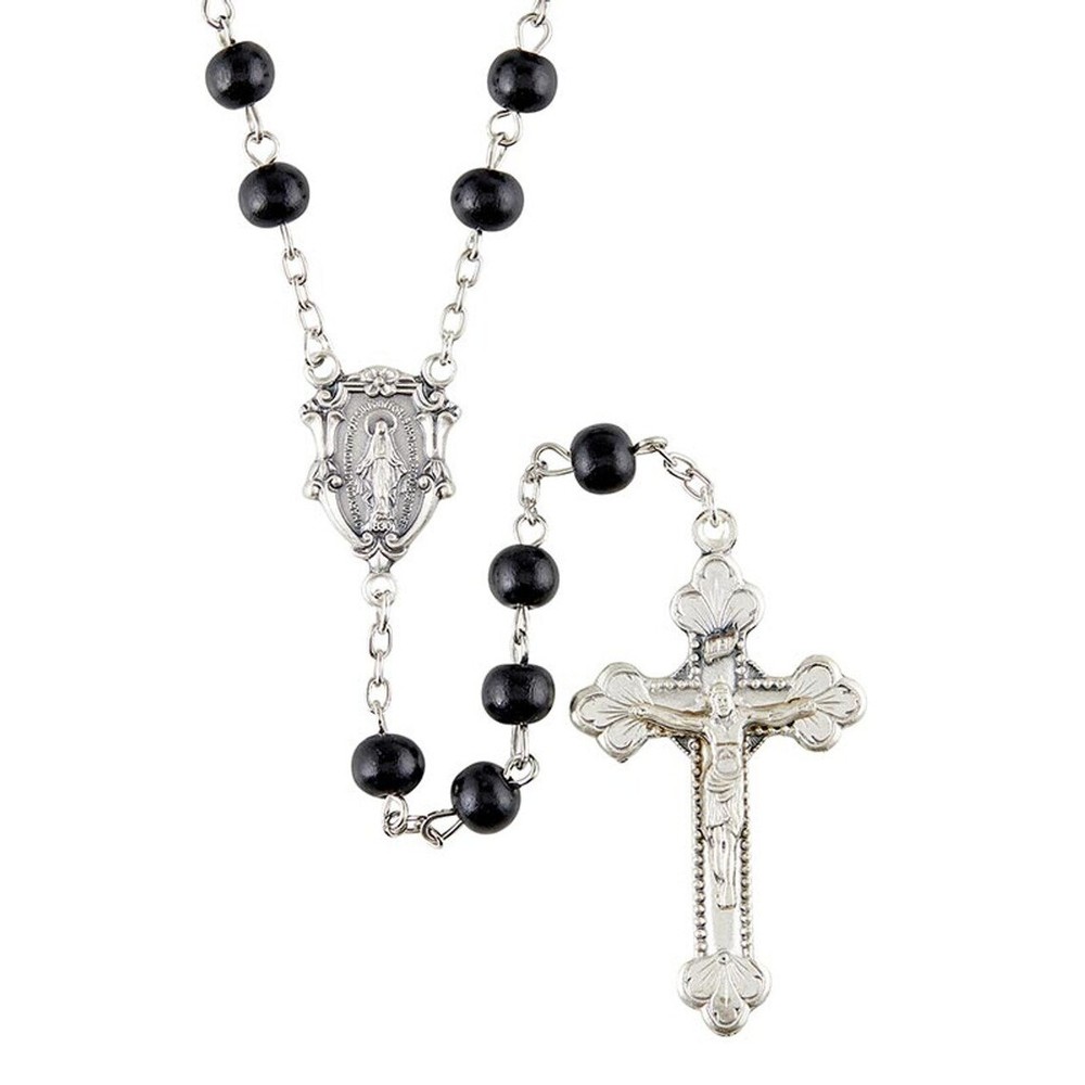 Men's Black Wood Rosary with Jewelry Case - 20" Long(J7449)