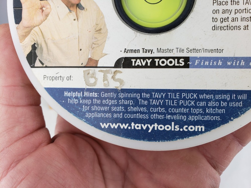 Tavy Two-Sided Tile Puck - Lippage Detector Marble Level Tool - Ceramic Slide