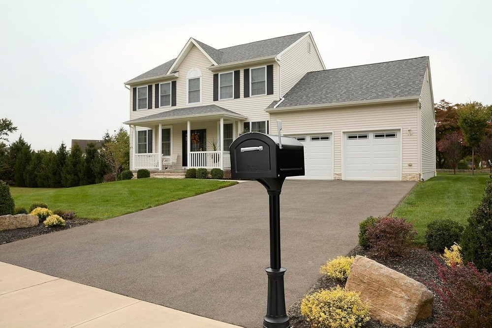 Mailboxes 950020B-10 Centennial Postmount Mailbox Larger inner compartment Black