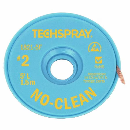 Techspray 1821-5F No-Clean Yellow No 2 Braid - As