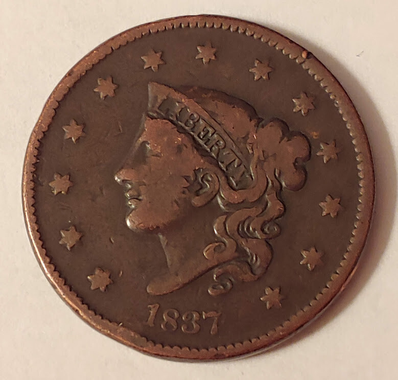 1837 Coronet  Large Cent Fine-Very Fine Condition  - C8574