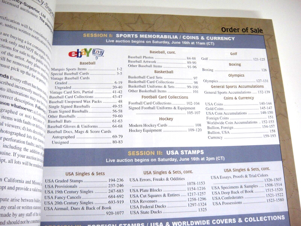 Regency Superior Auction Catalog 2007 Stamps Sports Coins Graded Certs Olympics