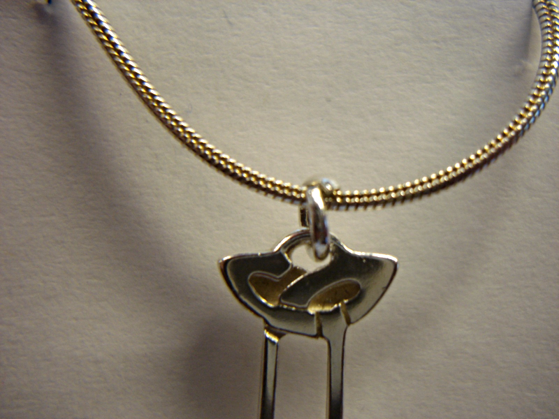 STERLING SILVER CELTIC CROSS WITH STYLIZED "KNOT" & STERLING SNAKE CHAIN