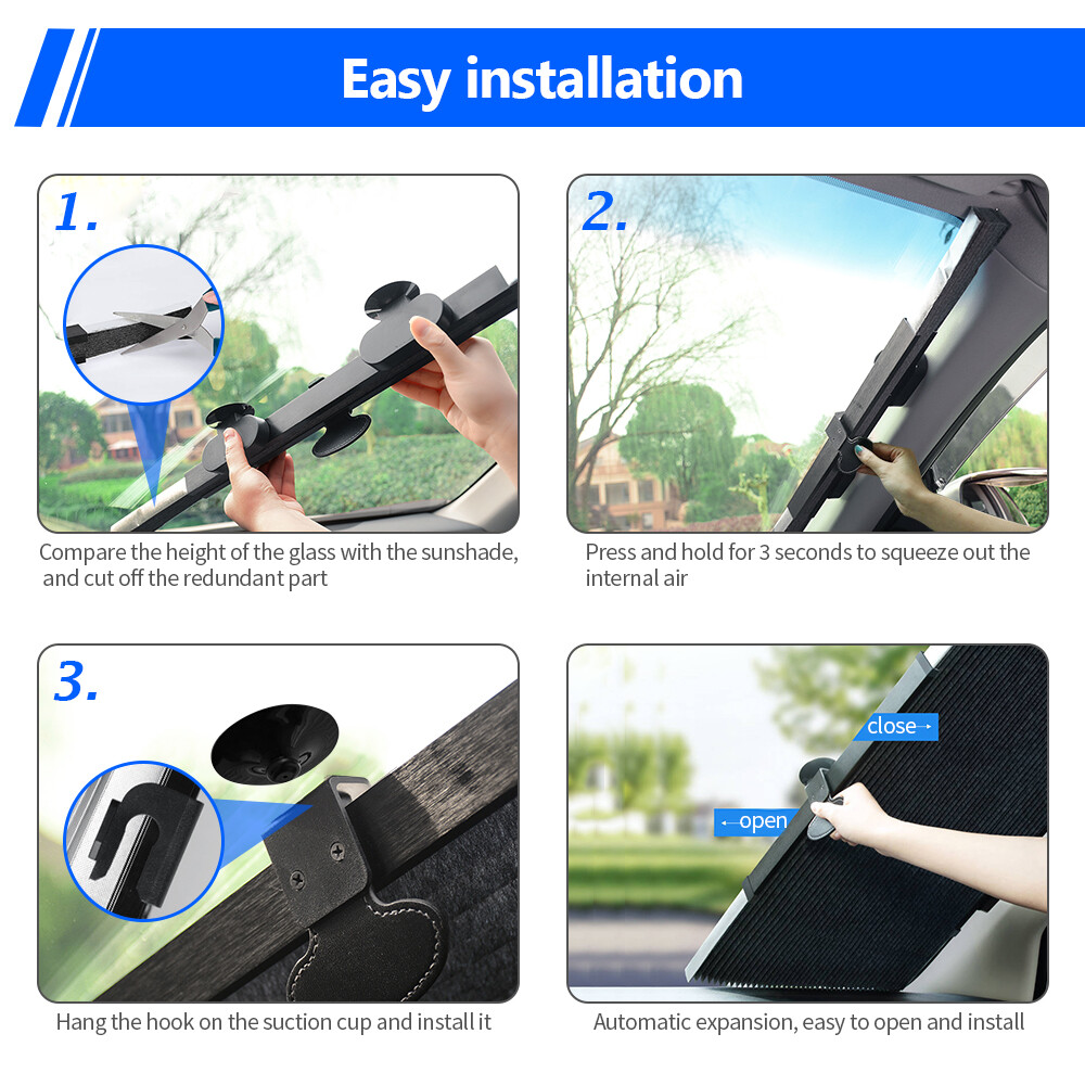 Front Car Retractable Windshield Sun Shade Visor SUV Window Folding Block Cover