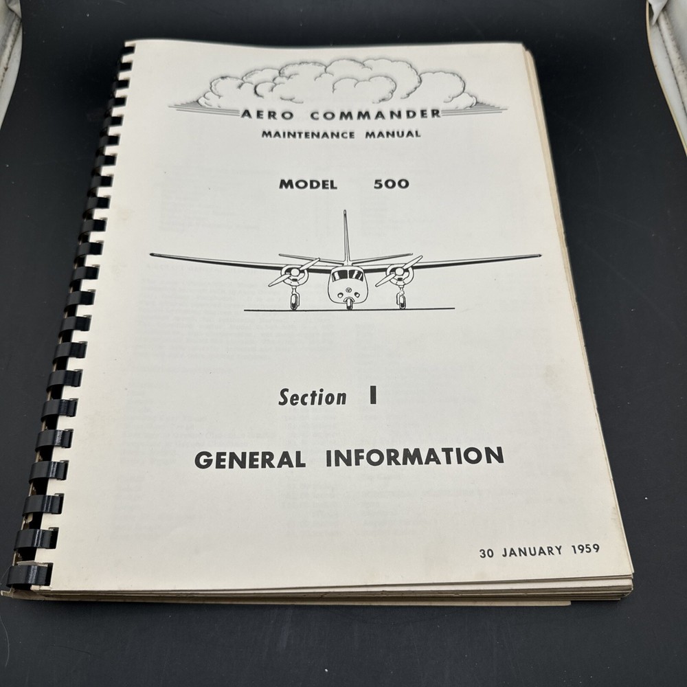 ✈️ 1959 AERO COMMANDER MAINTENANCE MANUAL  MODEL 500