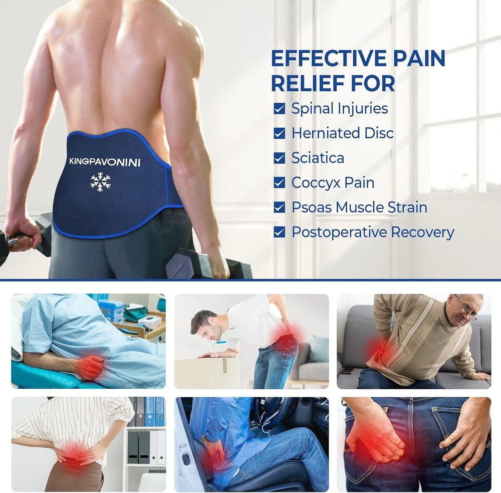 Extra Large Ice Pack for Back Pain Relief with Extension Strap, 2 Pack Reusab...