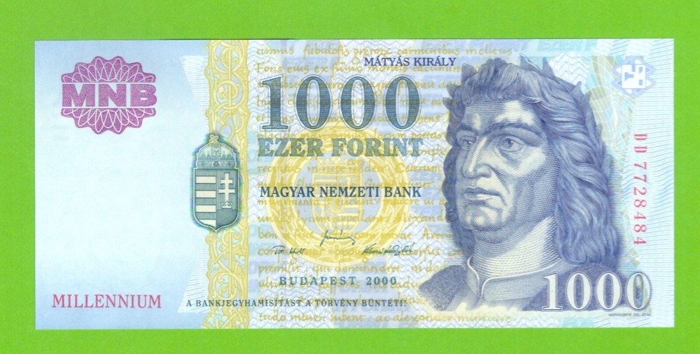 HUNGARY 1000 FORINT 2000 P-185 UNC MILLENIUM RARE