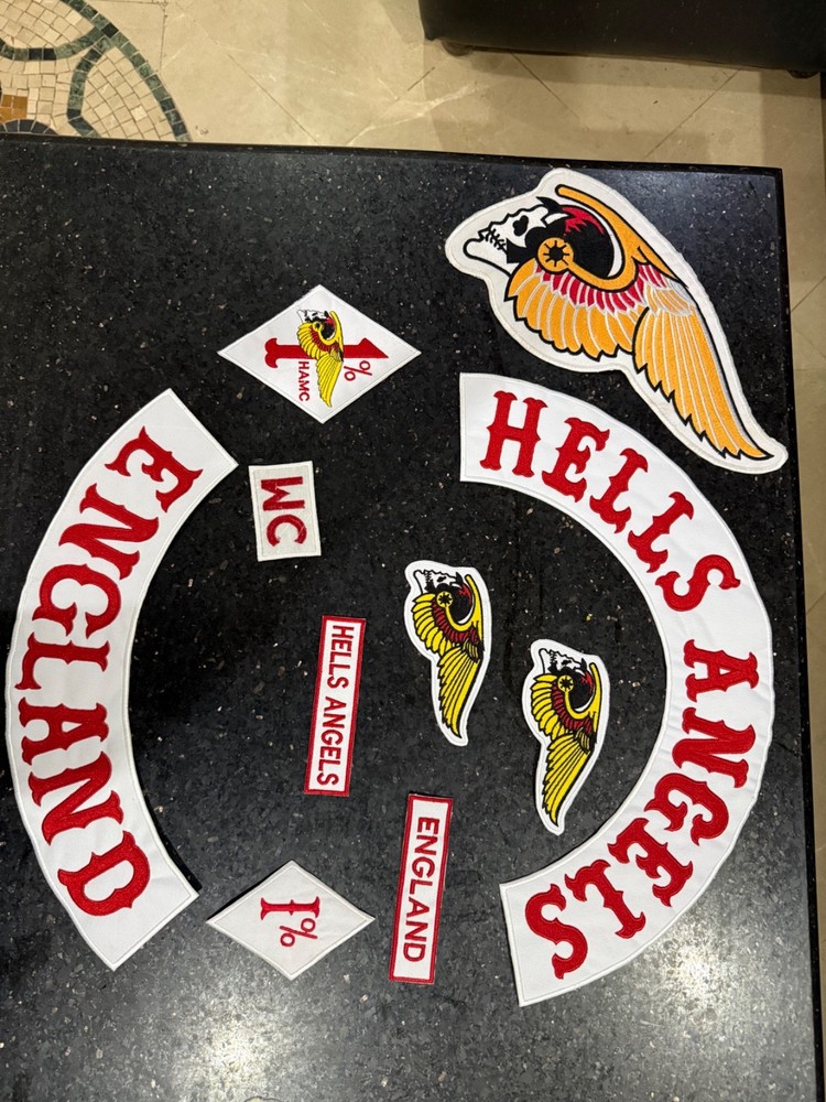 Hells Angels Style England Patch Set Full Biker Back Patch Skull Wings MC Set