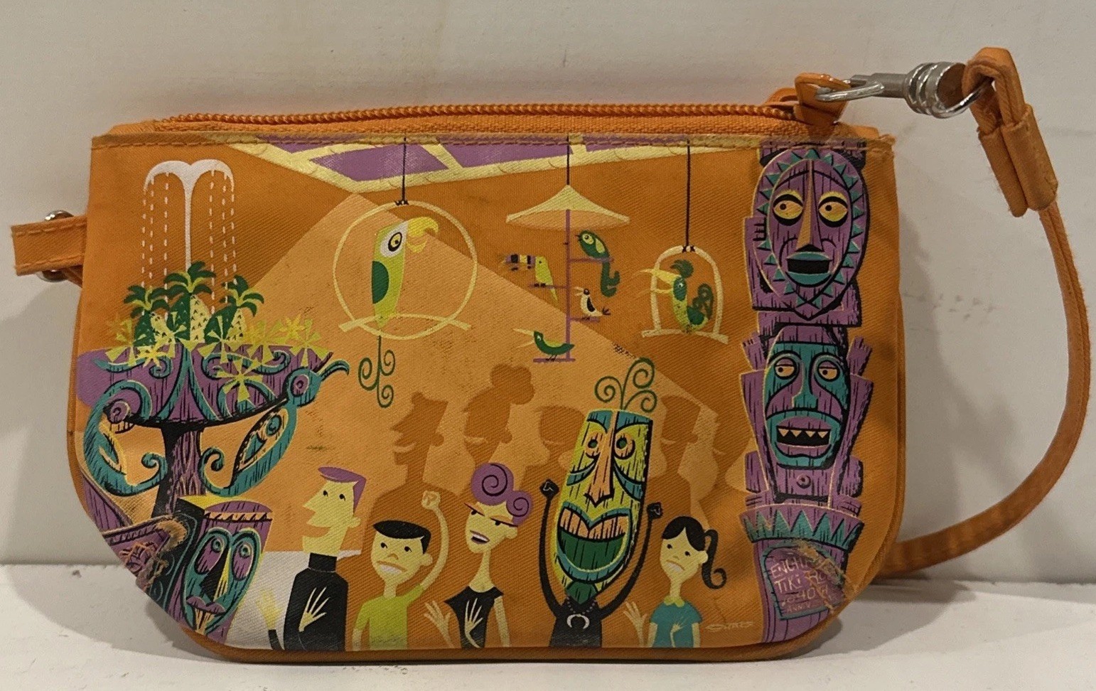 Vintage Disneyland Resort Orange Tiki Room Graphics Coin Purse Wallet