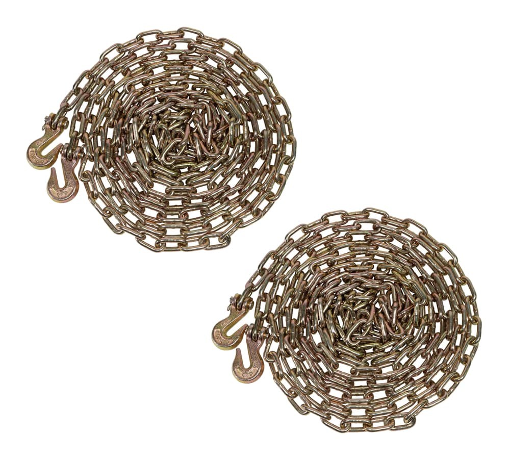 2PK 1/4"x20' Transport Binder Chain Grade 70 w/ Grab Hook 3150 LBS WLL Tow Chain
