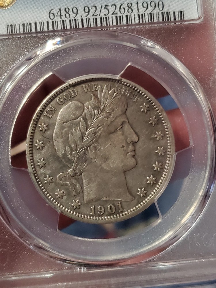 1901 Silver Barber Half Dollar PCGS XF
