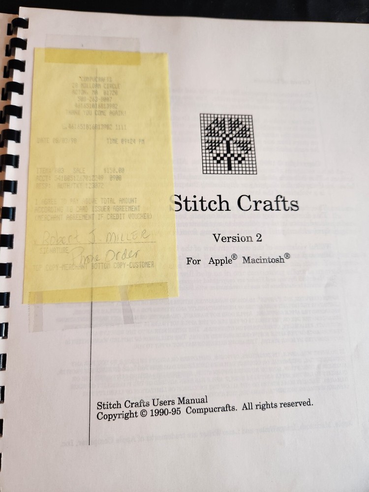 Stitch Crafts Version 2 For Apple Manual With Floppy Disk By Compucrafts