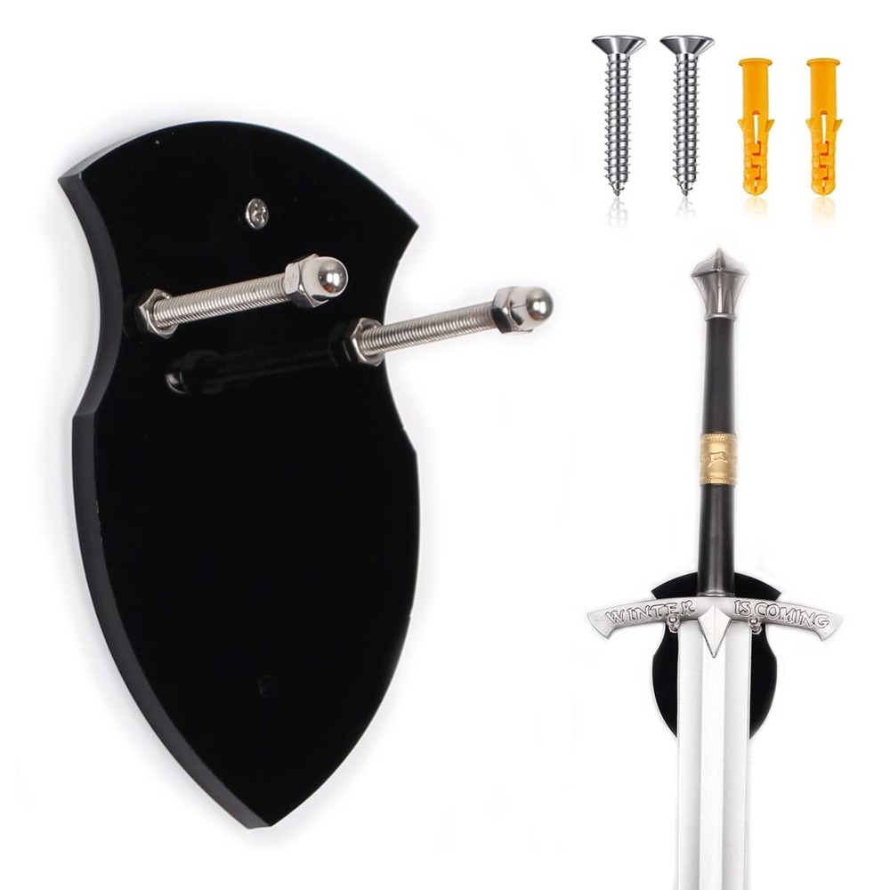 Sword Stand Wall Mount Acrylic Shield Display Card Hardware Included Black