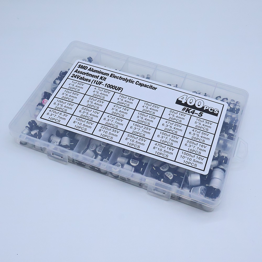 SMD Electrolytic Capacitors Kit 400PCS 1uF-1000uF 24 Values for PCB​