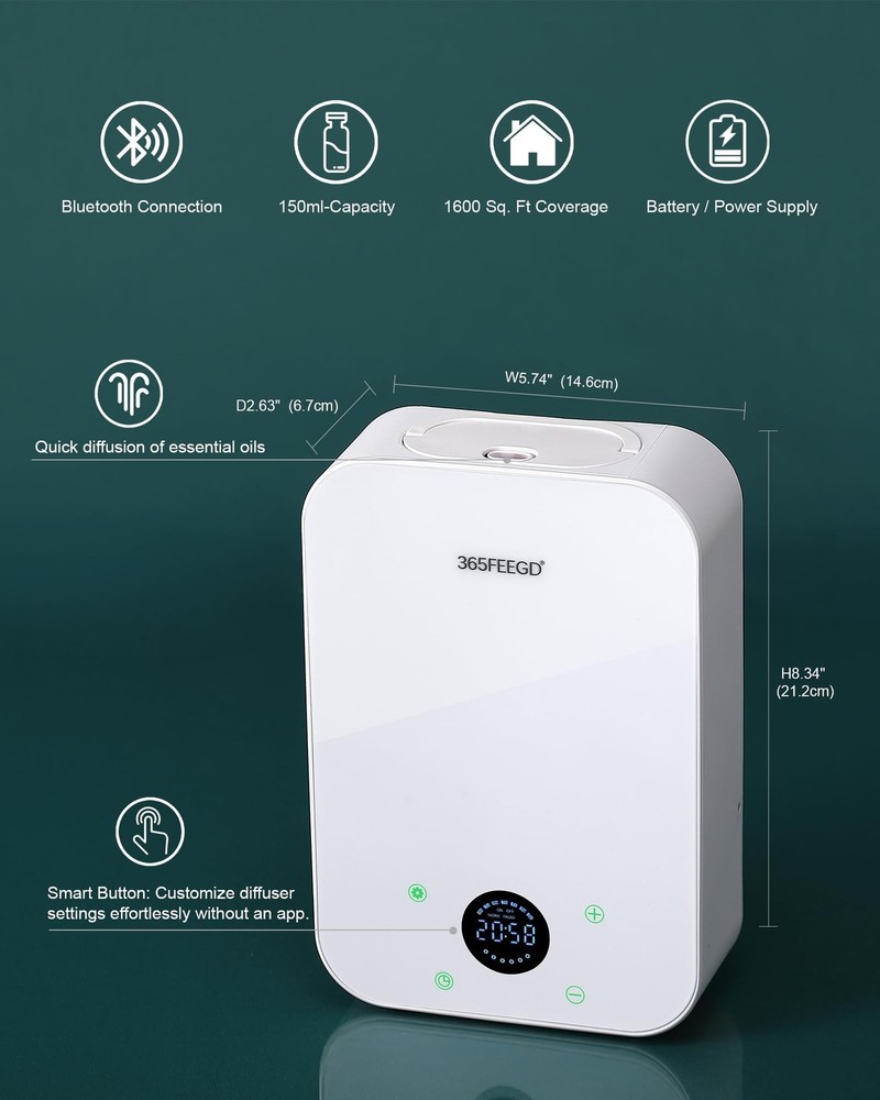 Waterless Essential Oil Diffuser, Portable Bluetooth Aromatherapy Device for ...