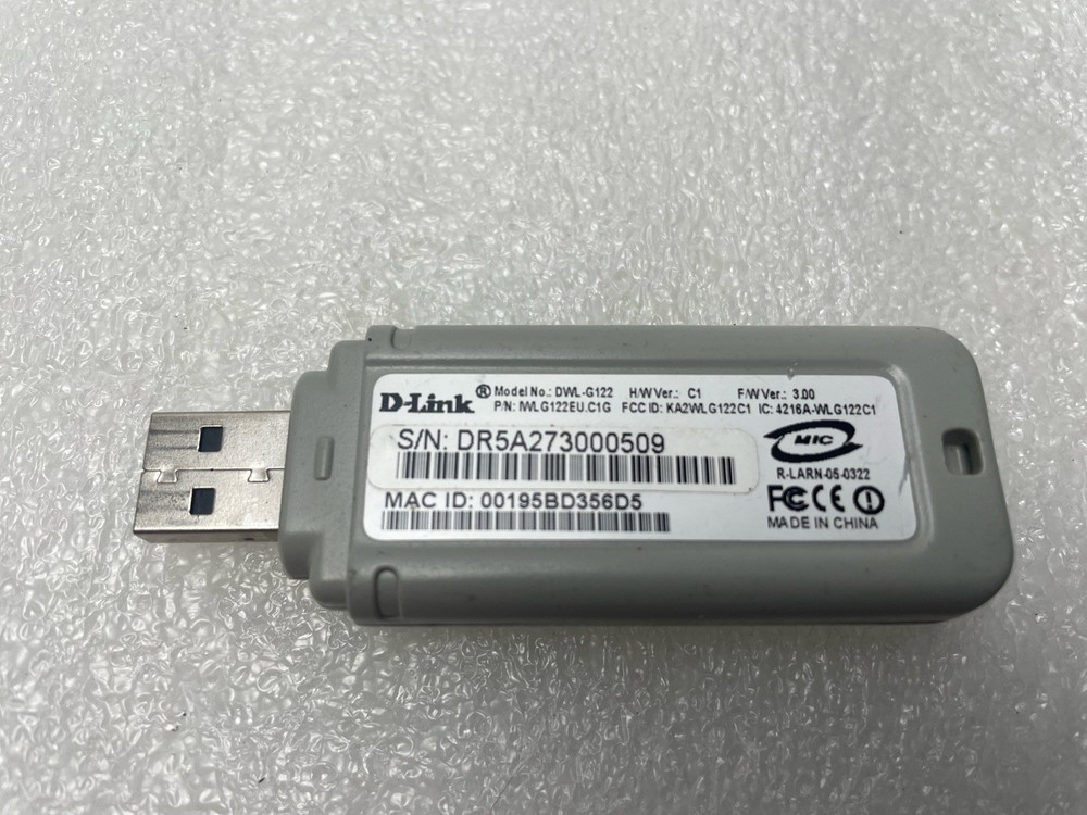 D-Link DWL-G122 Wireless G 802.11g 54Mbps USB Adapter