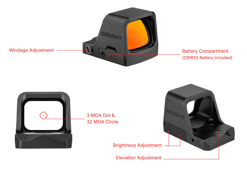 Olight Osight C Open Reflex Optic with Replaceable Side-Loading Battery