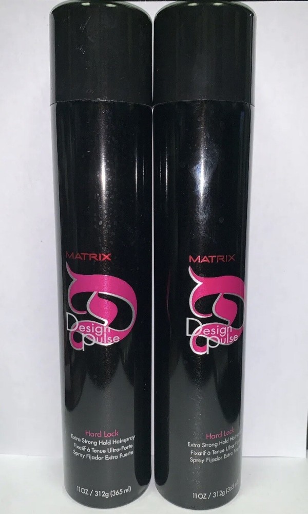 (2) Matrix Design Pulse Hard Lock Extra Strong Hairspray black cap – 11 oz –Fast