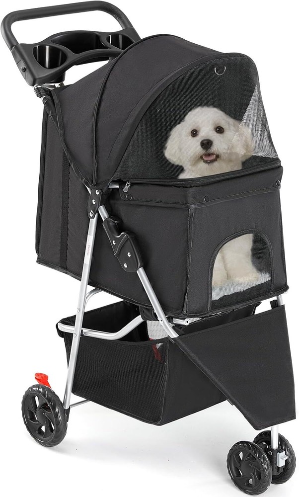 Foldable Pet Stroller Lightweight Durable For Small to Medium Pets (Dogs & Cats)