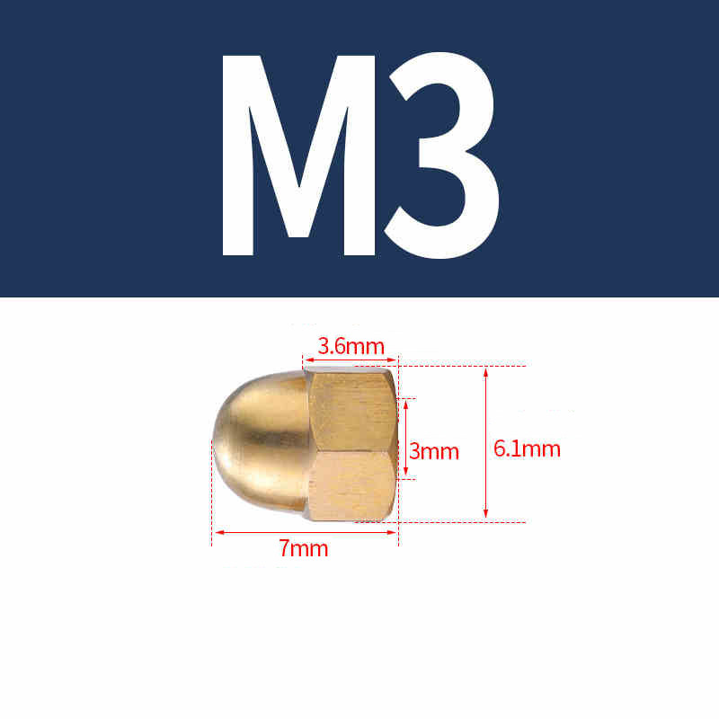 M3-M20 ​​Solid Brass Cap Nuts | Brass Cover Screw Nuts & Decorative Dome Caps