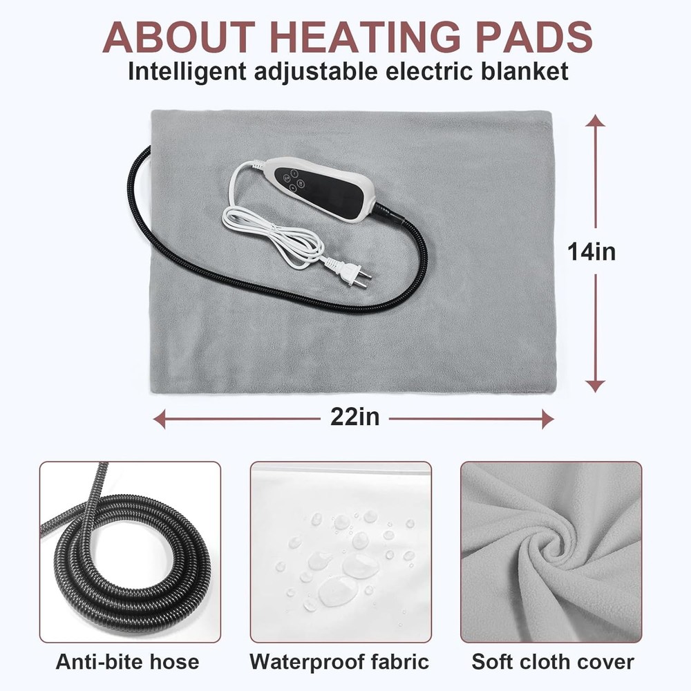 Large Adjustable Temperature Cat Heating Bed Indoor Heated Cat House w/Timer