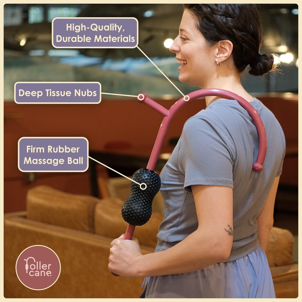 Roller Cane Massager | 2-in-1 Massage Roller Stick & Trigger Point Cane | Rub...