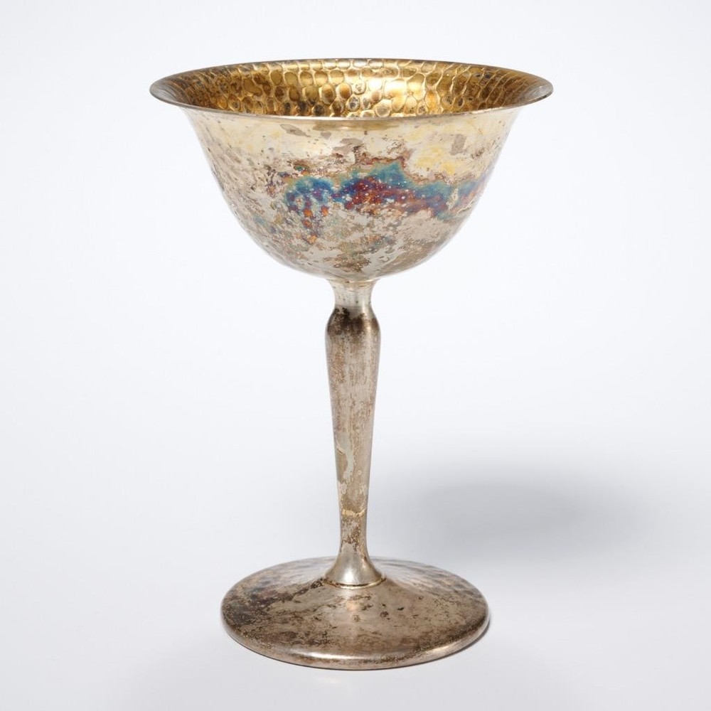 National Silver Co Hammered Plated Champagne Wine Saucer Cup Coupe 6pc Lot