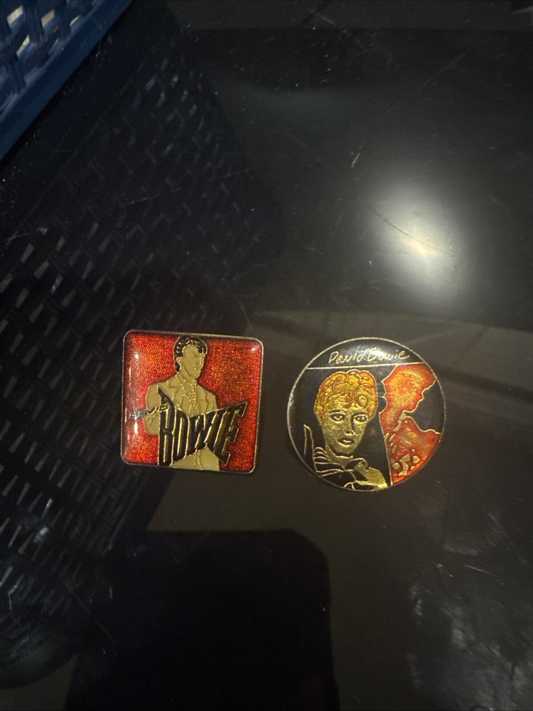 2 Vintage Enamel David Bowie Pins