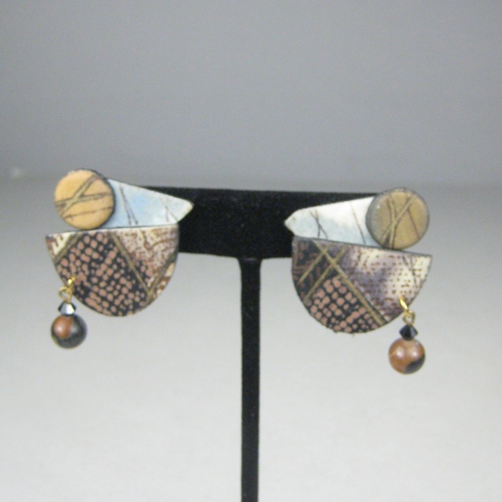 Set 3 Brooch 1.75 in Earrings Statement Abstract Matching Dangle Artisan