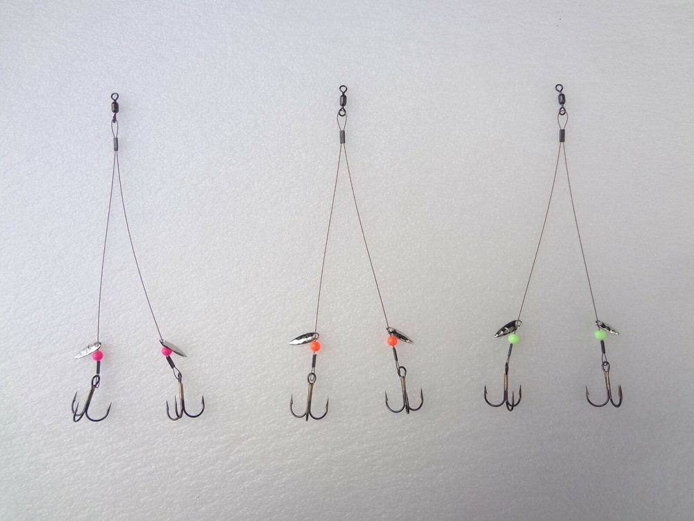 (3 PACK) WIRE - ICE FISHING QUICK STRIKE RIG LEADER - WILLOW SPIN - SELECT SIZE