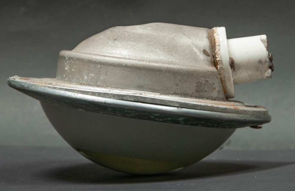 OLD Machine Age Art Deco Inner Train Ceiling Light Railroad Henry Dreyfus