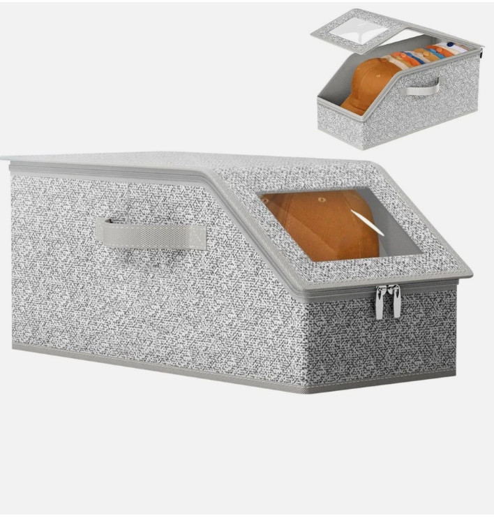 1/2x Stackable Hat Storage Organizer for Baseball Caps 24 Caps Hat Box with Lid