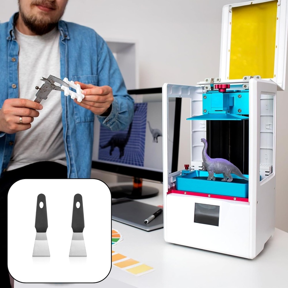 2PCS 3D Printer Scraper Kit Steel Spatulas with Ergonomic Handle for PLA ABS