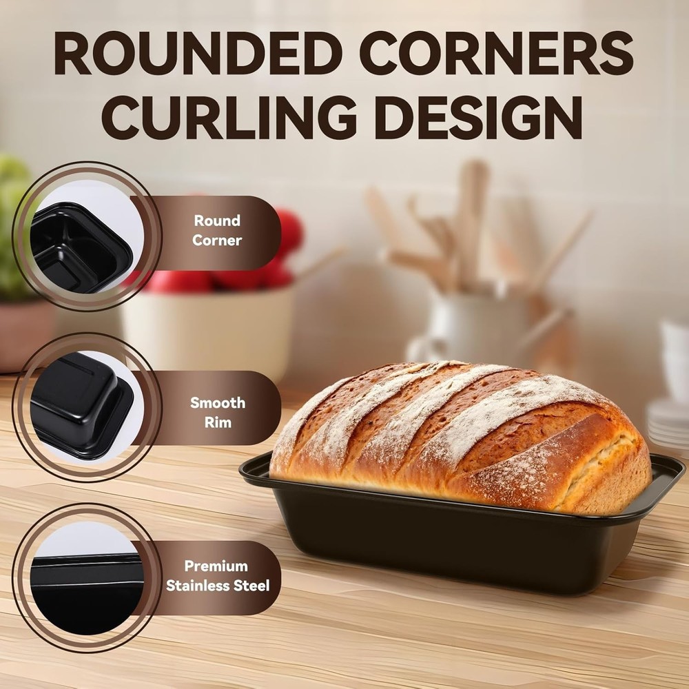 Versatile 6 Pack Loaf Pans with Non-Stick Coating - Bake Bread, Meatloaf & More
