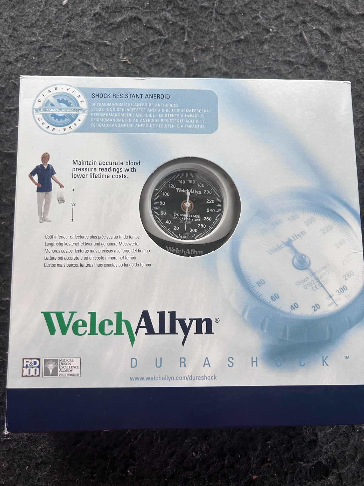 Welch Allyn DS45-11 Durashock BP Aneroid with Large Adult Cuff Ref 901092 - NEW