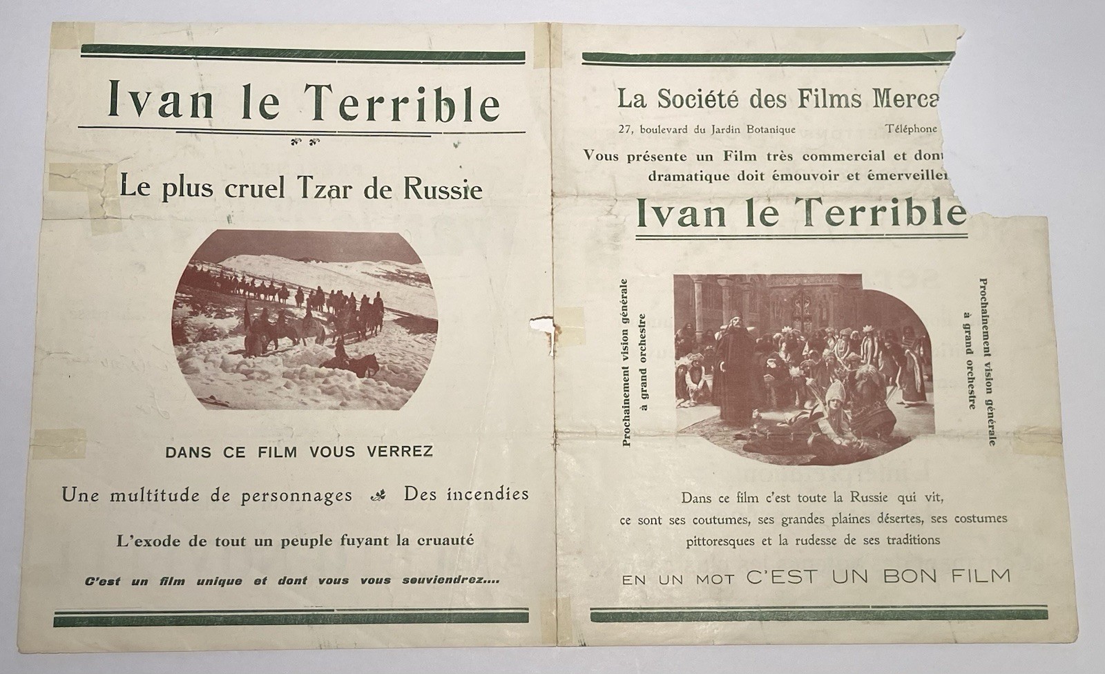 IVAN THE TERRIBLE Vintage 1917 Silent Film - ITALIAN EPIC Original Movie Herald