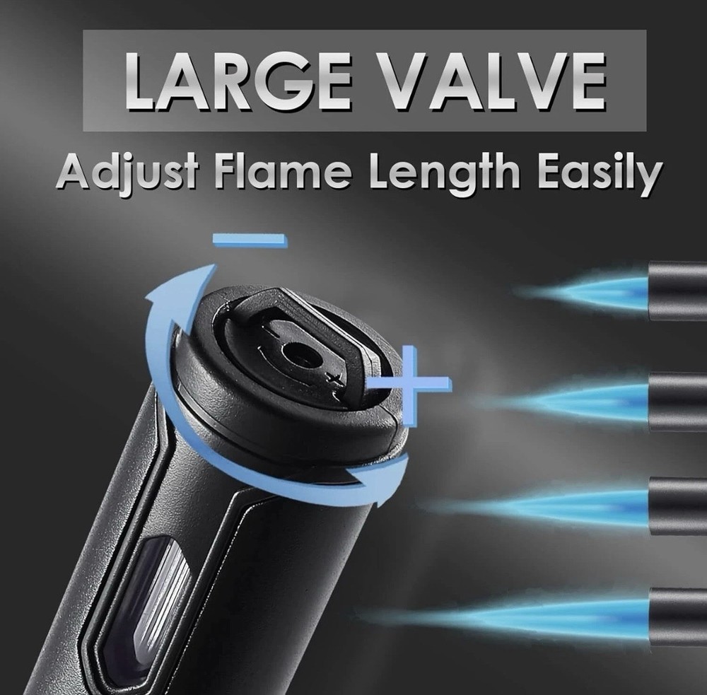 2 Pack Butane Torch Lighters, 6-inch Refillable Pen Lighter Adjustable Jet Flame