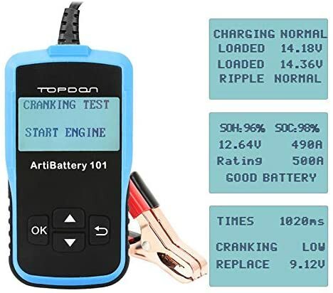 TOPDON 12V Car Battery Load Tester Voltmeter 100Amp Analyzer 5 Seconds Fast Test