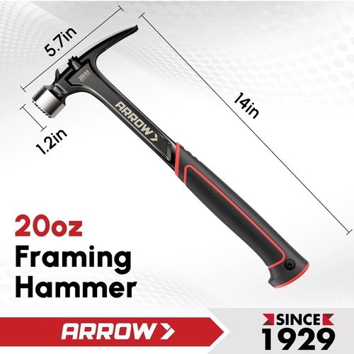 ARROW 20 oz Straight Claw Hammer Side Nail Puller Rip Claw Hammer Heavy Duty New