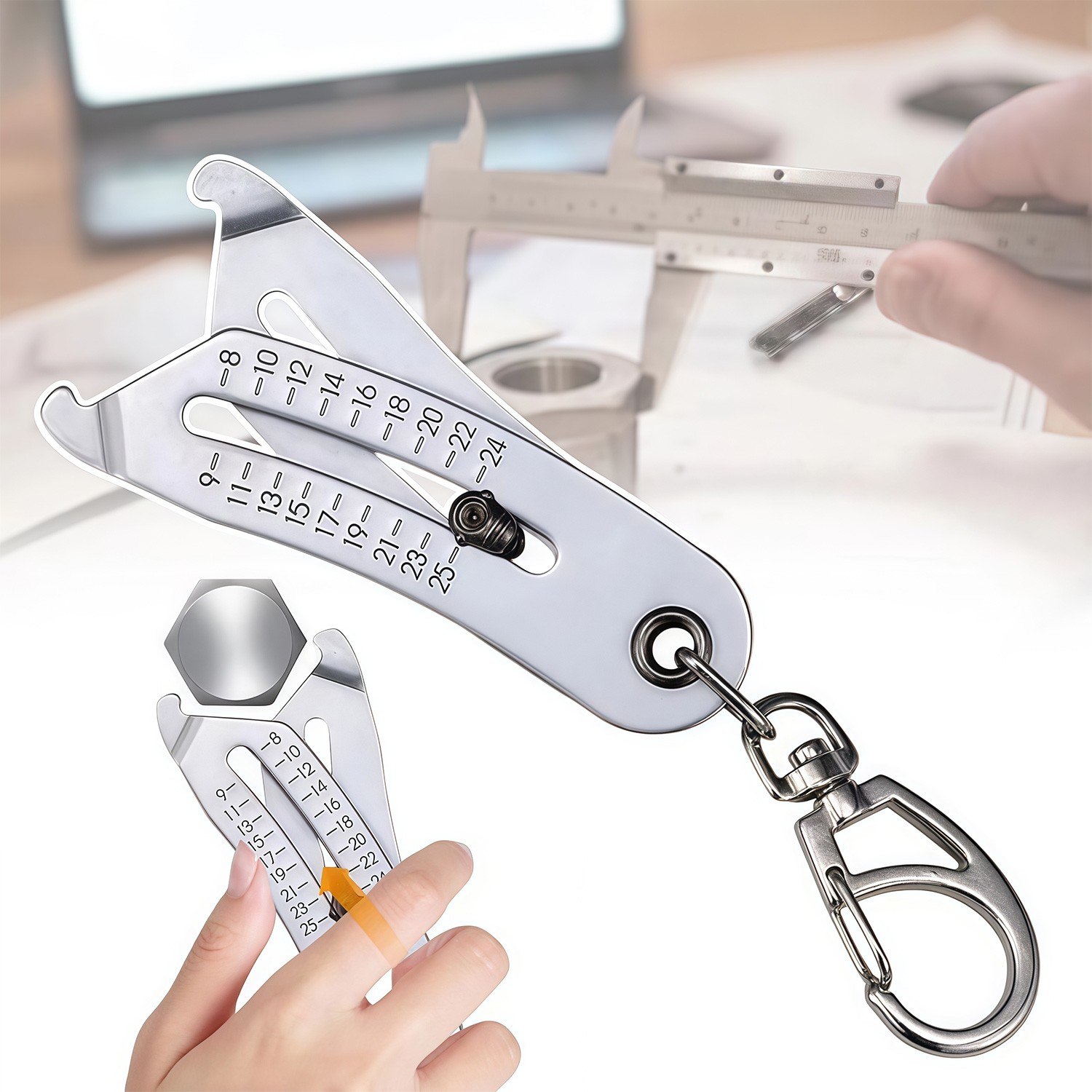 Bolt and Nut Identifier Gauge Size Gauge Precise Bolt Size Finder Keychain Tool