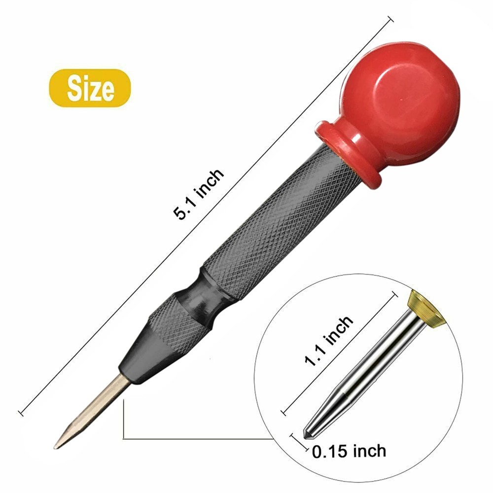 2PCs Automatic Center Punch Strikes Surface Hammer Spring Loaded Window Breaker