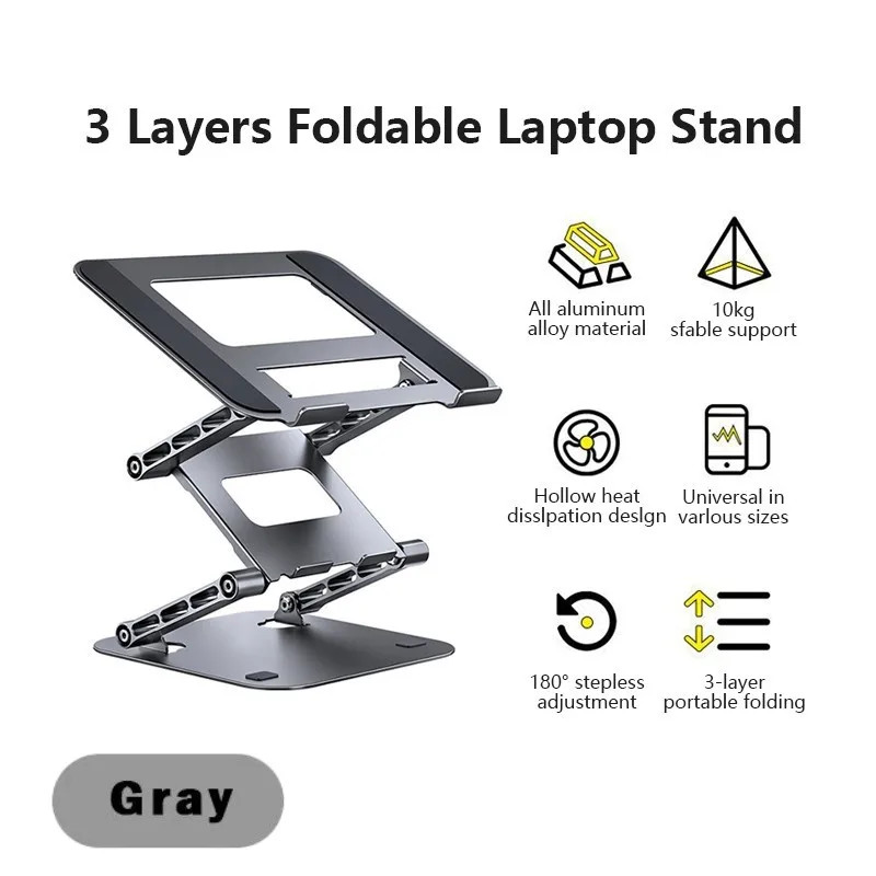 New Foldable Laptop Stand 3 Layer Adjustable Height Metal Notebook Stand Tablet